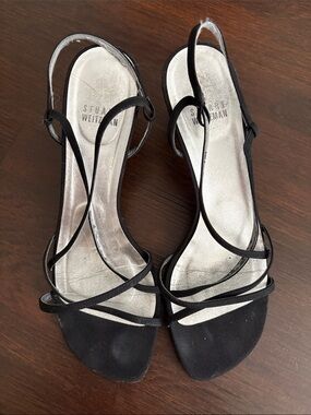 Stuart Weitzman Black Strappy Slingback Heels